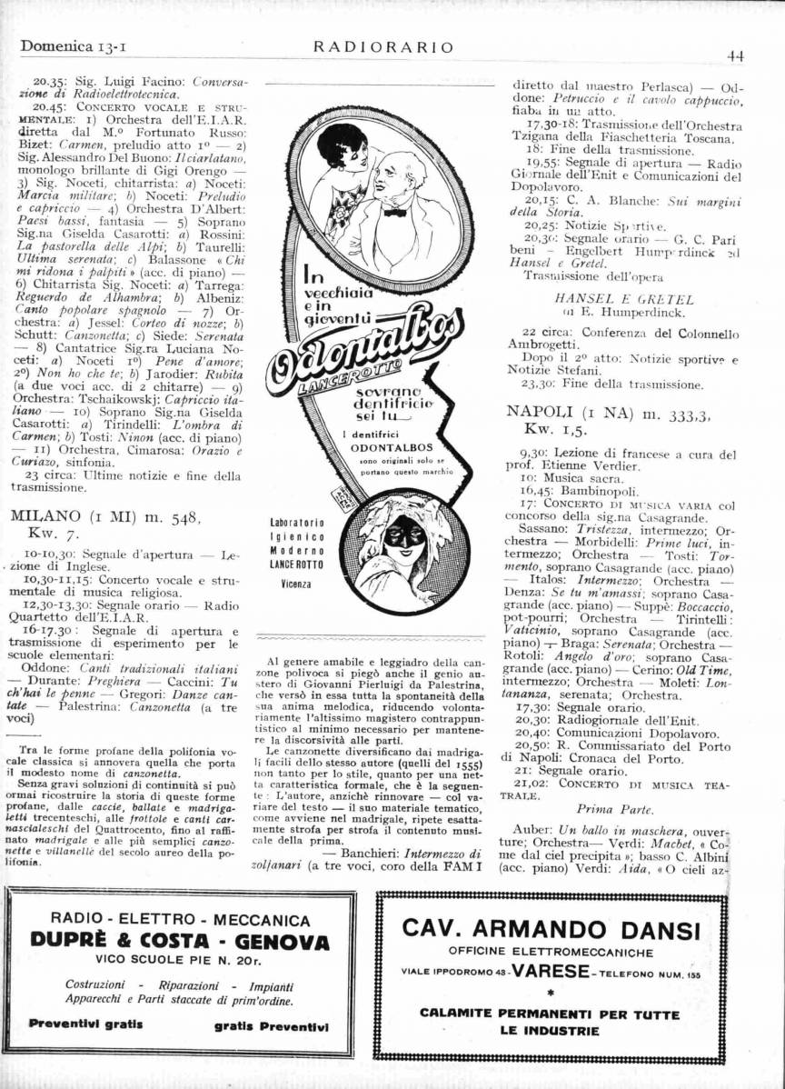1929 - RADIOCORRIERE N. 2 PAG. 46
