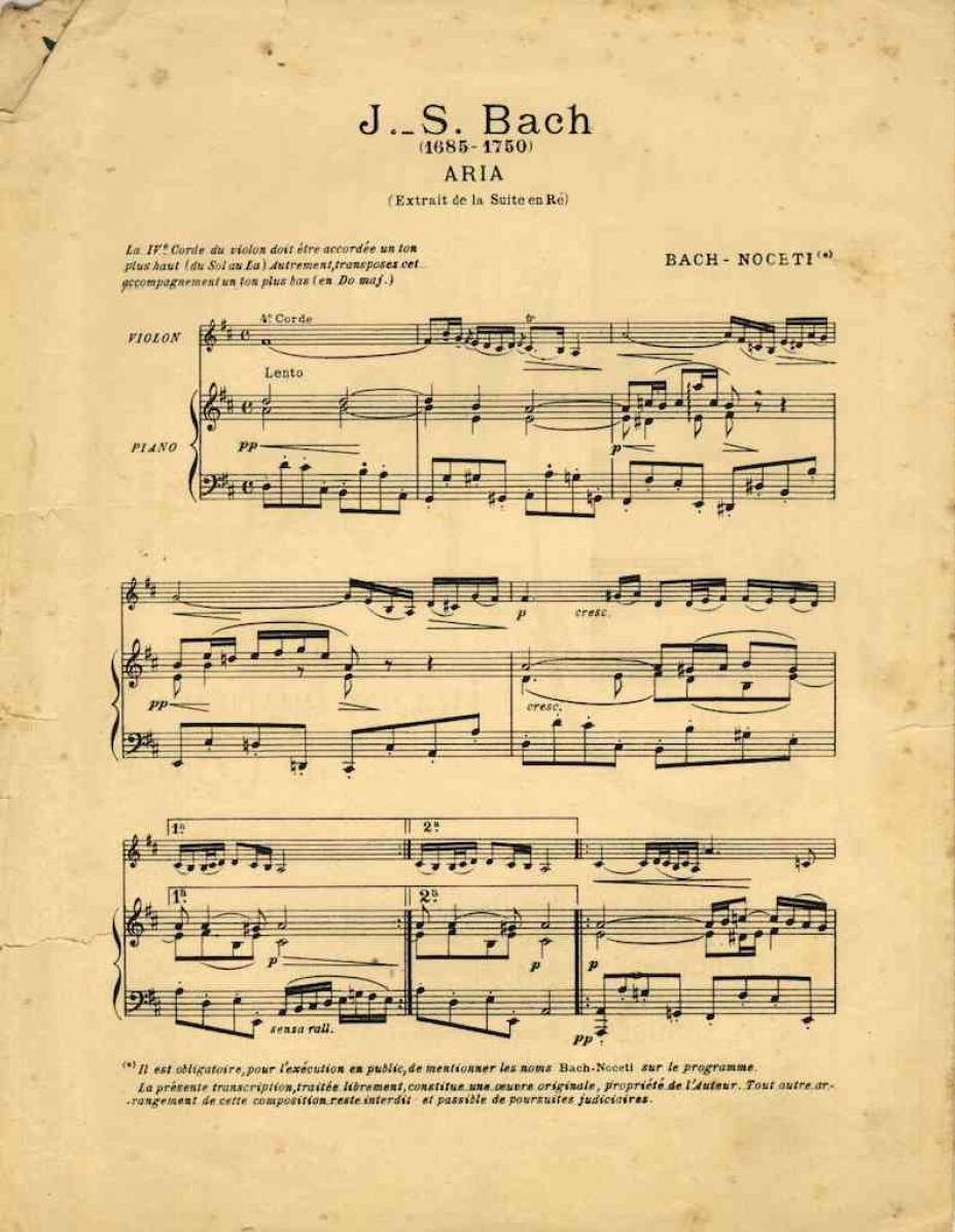 J. S. Bach Aria (exstrait de la suite en Ré) J. Noceti