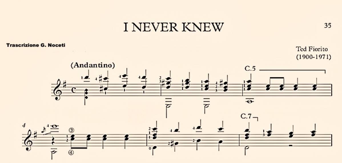 I Never Knew Trascrizione - G. Noceti