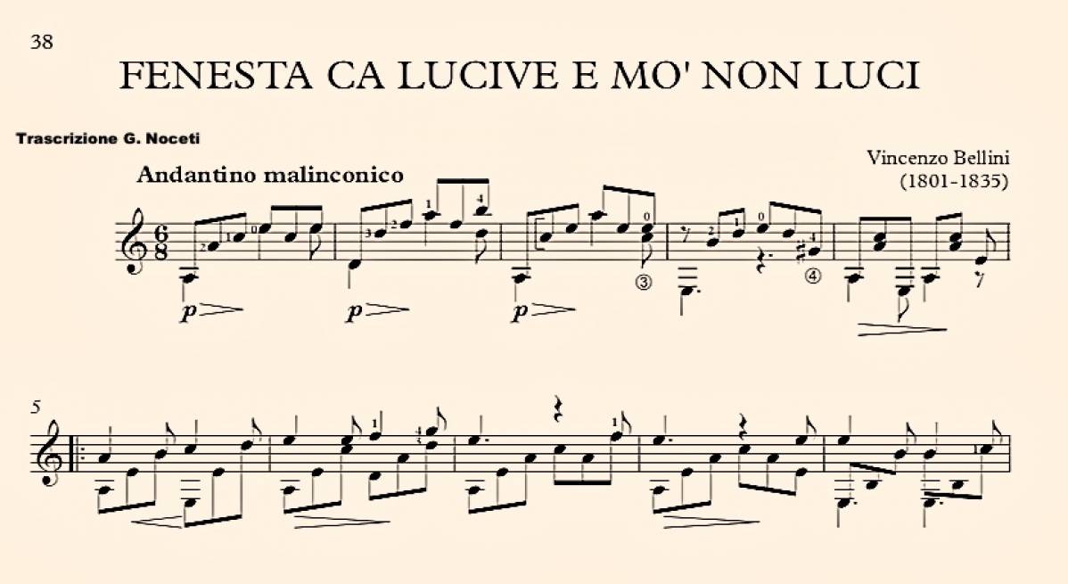 Fenesta ca lucite e mo' non luci Trascrizione - G. Noceti